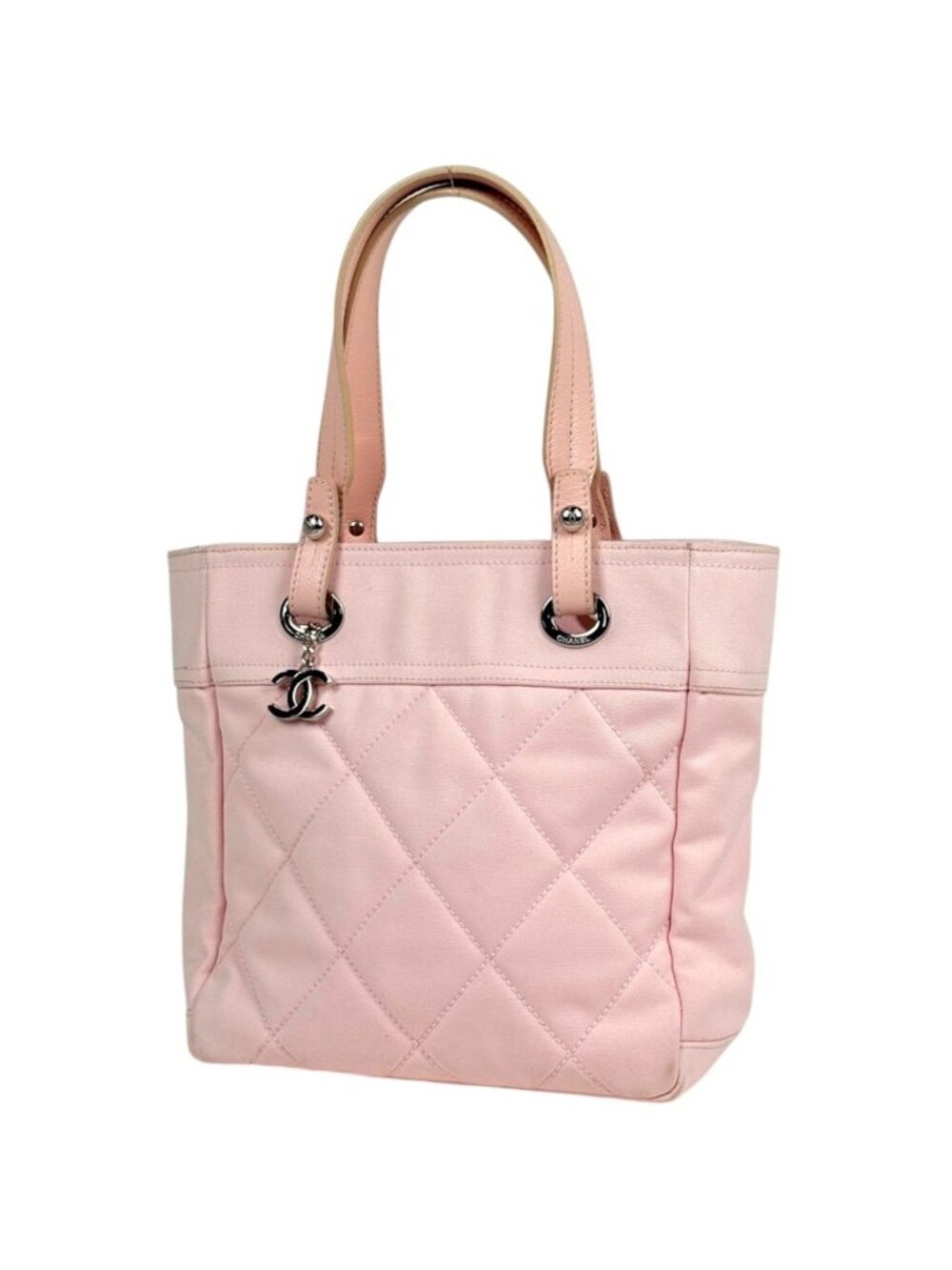 Chanel Tote Bag Paris Biarritz PM CC Logo Canvas Pink